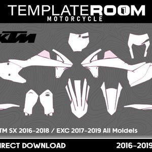 Sjablonen en afbeeldingen KTM SX-EXC 2016-2019 Vector Pdf. Ai. Eps.