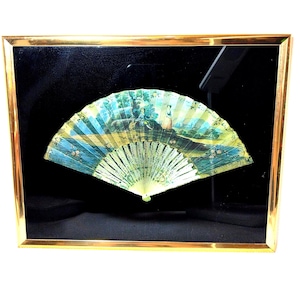 Vintage 3D Metallic Foil Art Dufex Asian Fan Design 1980s image 3