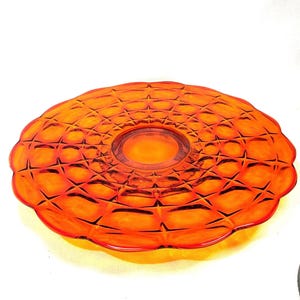 Vintage Indiana Glass Amberina Footed Cake Plate – Sunset Constellation Pattern