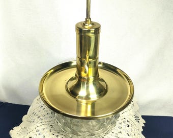 Vintage Park Sherman Brass and Crystal Pump Liquor Decanter Mid Century 1950s