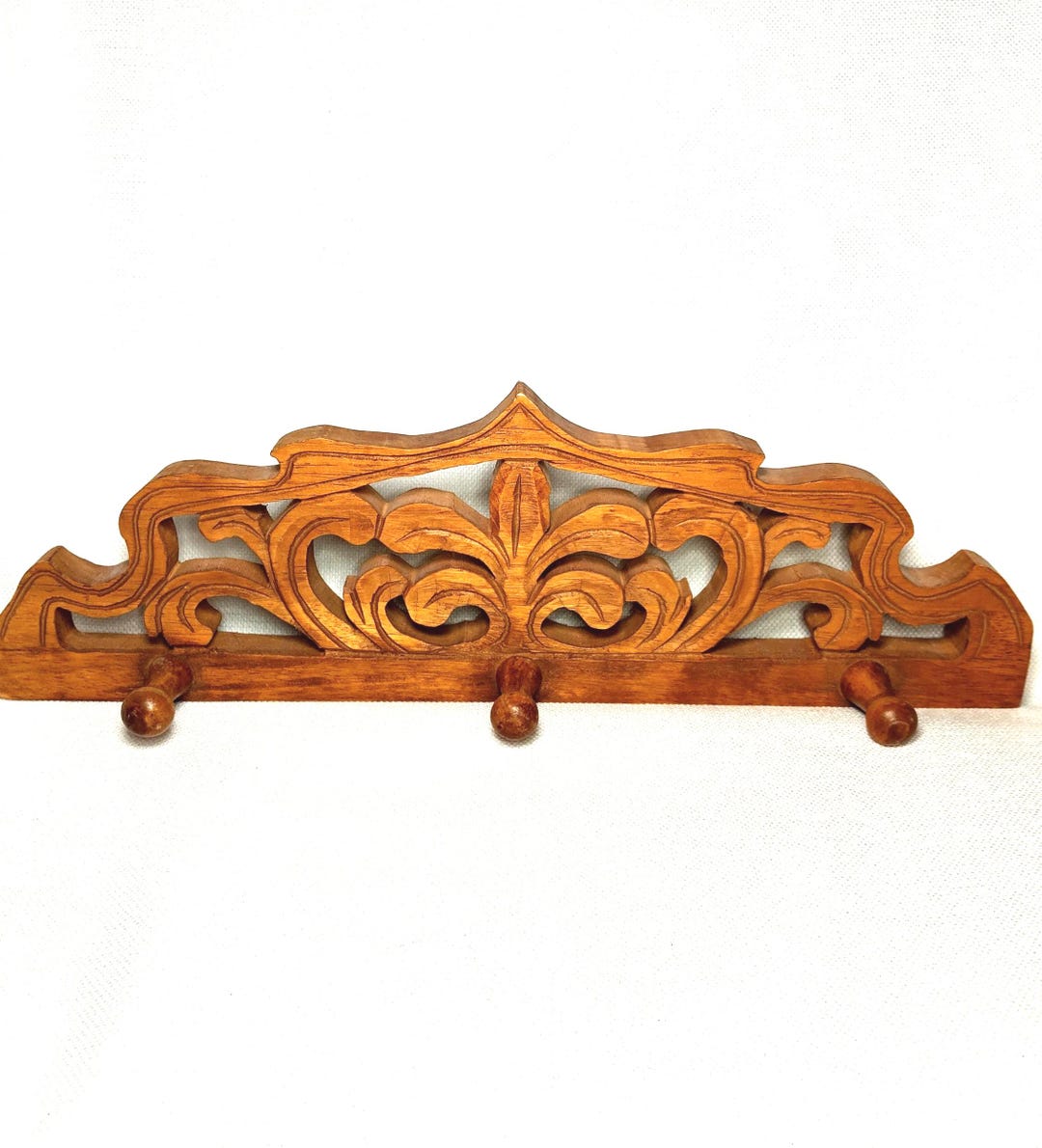 Vintage Hand Carved Coat Rack Balinese Scroll Ornate Boho 3 Hook - Etsy
