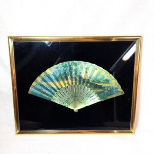 Vintage 3D Metallic Foil Art Dufex Asian Fan Design 1980s image 7