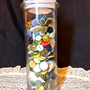 Jar of Vintage Buttons Mixed Lot Collection