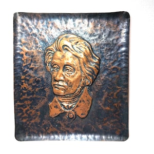 Vintage Beethoven Copper Wall Hanging Raised Embossed 7.75" x 8.5”