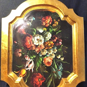 Vintage Italian Gold Gilt Florentine Serving Tray Hand-painted Floral Made in Italy