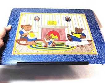 Bandeja de escritura vintage para regazo de niño con diseño de oso