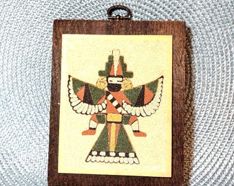 Vintage Sand Art - Zuni Wing Knife Man - Rainbowman - Zuni