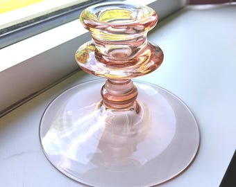 Vintage 1940s Pink Depression Glass Candlestick Holder