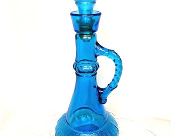 Vintage Blue Turquoise Jim Beam Genie Liquor Decanter – 1970s Collectible Barware