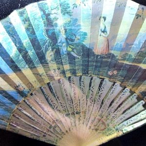 Vintage 3D Metallic Foil Art Dufex Asian Fan Design 1980s image 2