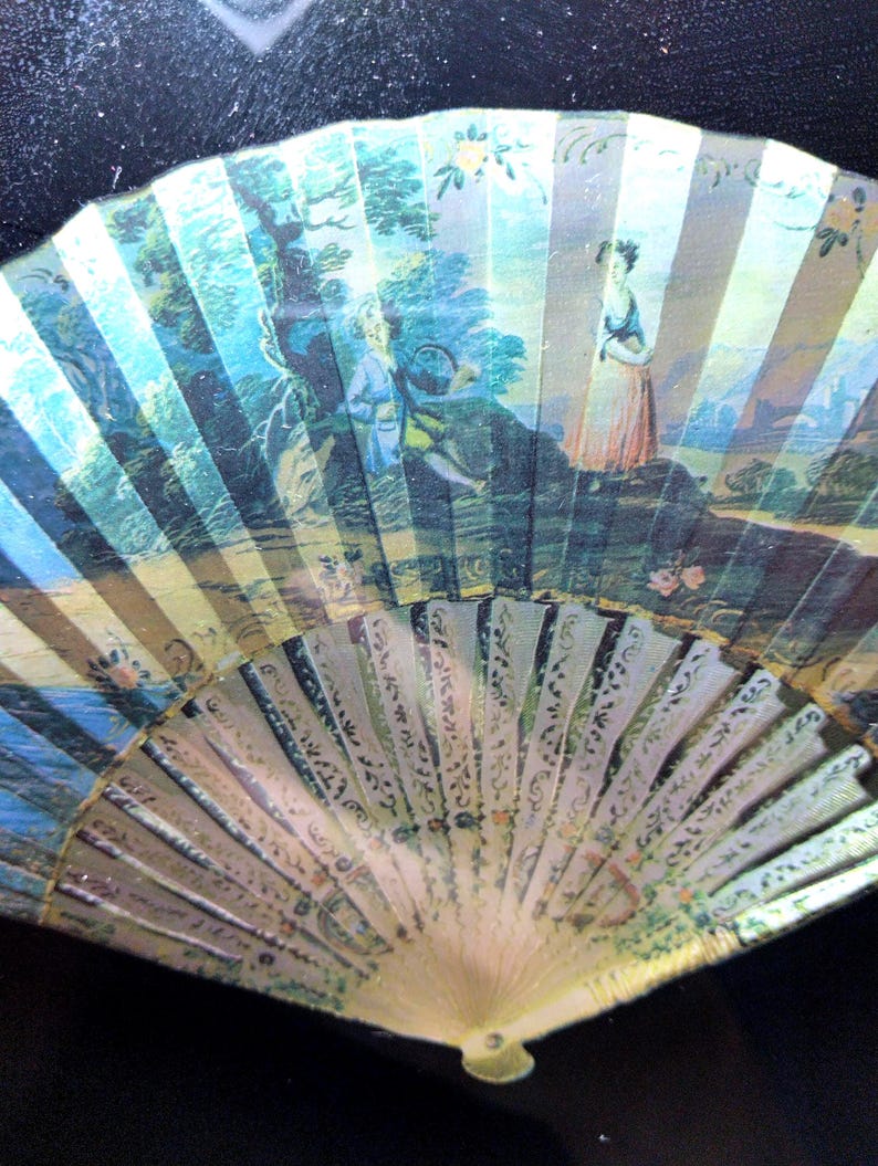 Vintage 3D Metallic Foil Art Dufex Asian Fan Design 1980s image 2