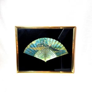Vintage 3D Metallic Foil Art Dufex Asian Fan Design 1980s image 1