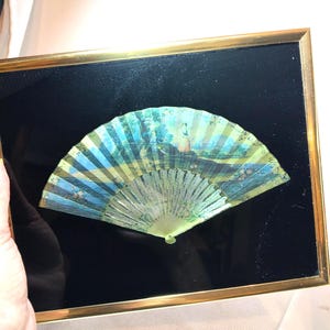 Vintage 3D Metallic Foil Art Dufex Asian Fan Design 1980s image 6