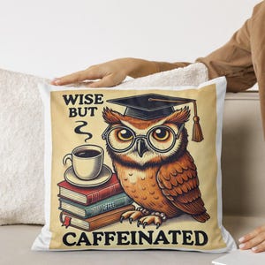 Wise Owl Coffee Wall Art – Vintage-Style Printable, Funny Owl Poster for Kitchen, Study, or Coffee Bar, Whimsical Animal Decor