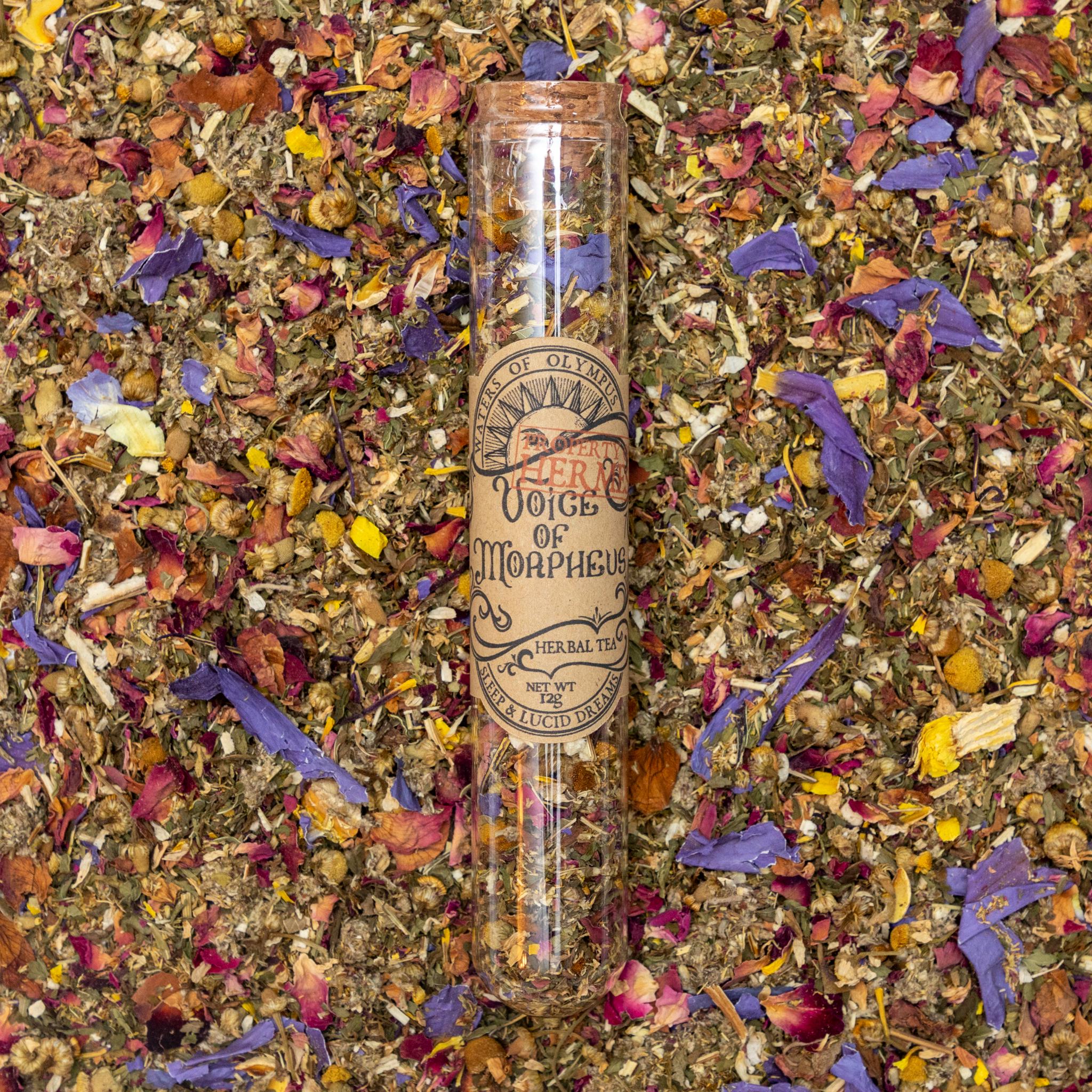Voice Of Morpheus Herbal Tea Blend | Organic Blue Lotus & Mugwort Tea | Sleep and Lucid Dreaming | Vial of Loose Leaf Tea | CAFFEINE FREE