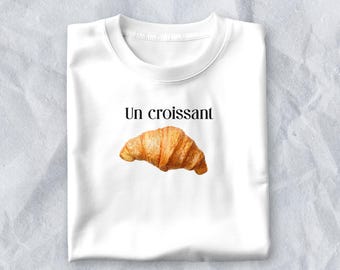 Un Croissant T-shirt, realistisch Croissant grafisch T-shirt, shirt French Pastry Lover, minimalistische Paris Foodie top, uniseks Baker Gift