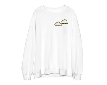 Minimalist Cloud Sweatshirt – Whimsical Cream Puff Graphic Pullover, Unisex Cozy Crewneck, Soft Aesthetic Apparel