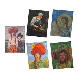 Postcard Set, 5 pc, Faces of Inspiration, , Art Prints of Original Paintings
