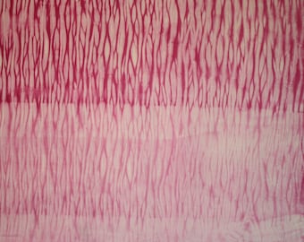 183 - hand dyed tie dyed fuchsia red shibori one yard cotton muslin fabric