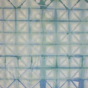 184 - Hand dyed itajime shibori one-yard cotton muslin fabric