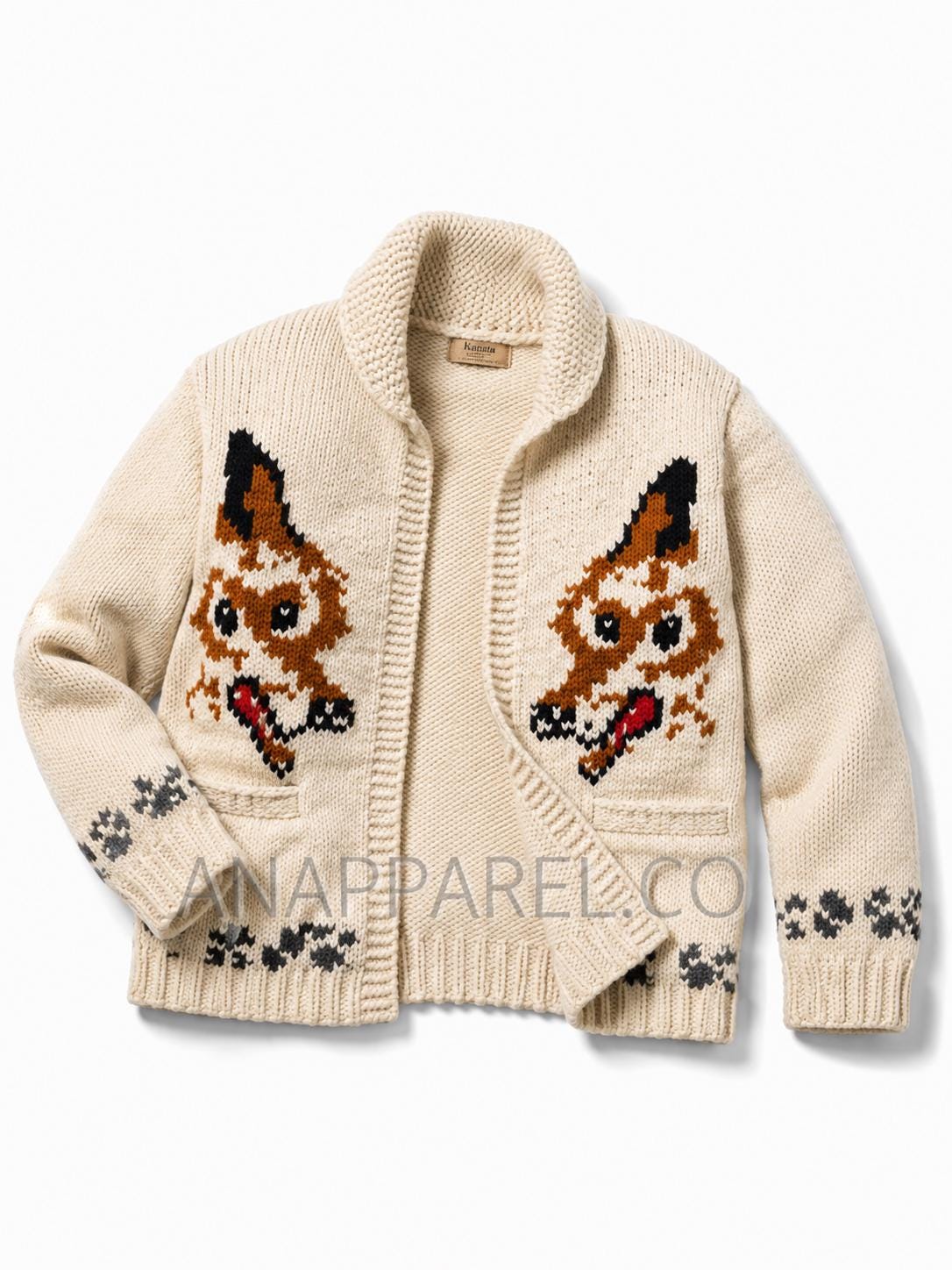 Fox Cardigan Inspired Hail Mary Hand Knit Wool Sweater Vintage Animal Knit Cardigan Unisex Chunky Winter Jacket Cozy Fall Wear