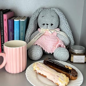 Amigurumi Handmade Bunny Toy in Gray or White – Ideal Baby Shower Gift – Suitable for Infants – First Big Bunny- Crochet toys -Crochet bunny
