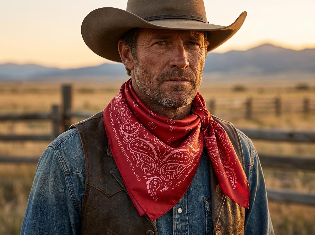Red Paisley Square Silk Scarf 35” – Western Cowboy Wild Rag