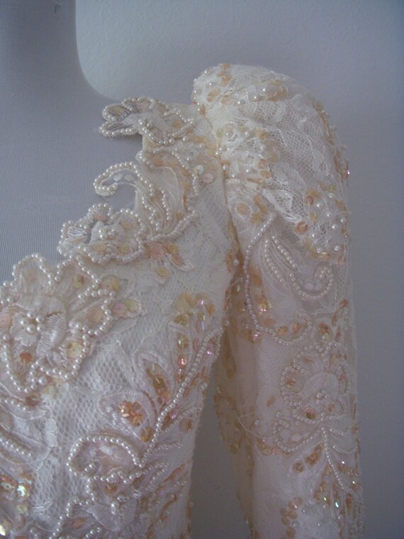 Amazing 90s Cream and Gold Wedding Dress by ALFRE… - image 3