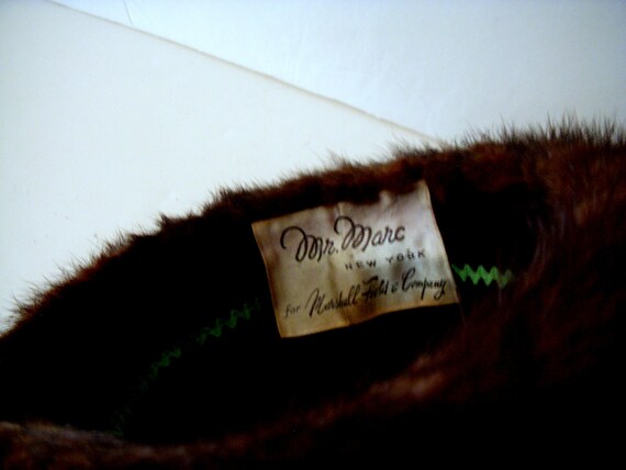 Vintage 40s 50s Mink Pixie Hat, Dark Brown Mink F… - image 5