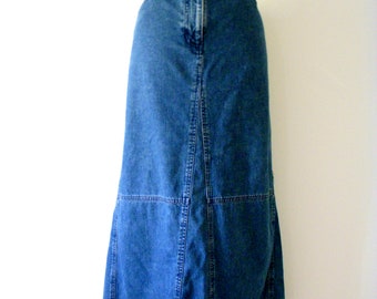 90s Y2K RALPH LAUREN Blue Jean Maxi Skirt, Vintage 100% Cotton Denim Maxi Skirt, Black Label Ralph Lauren Jeans Co. Size 14 Large