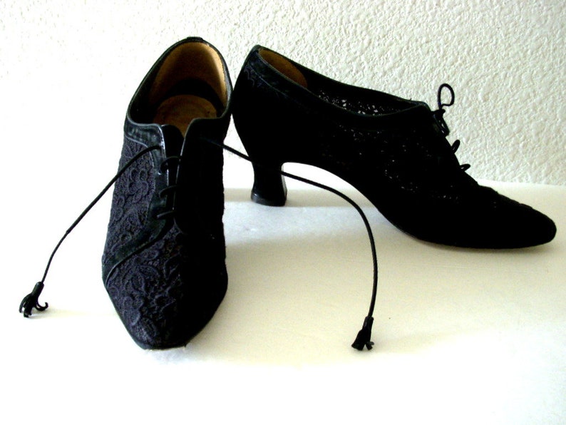 black lace bootie heels