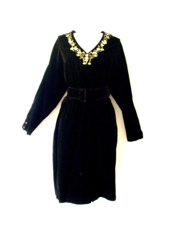 90s Y2K Black Velvet Party Dress, Vintage Black L… - image 1