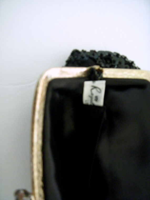 Elegant Black Sequin Evening Bag, Vintage 80s Bla… - image 6