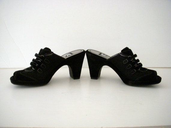 Vintage 90s Y2k Black and Silver Shoes by VIA SPI… - image 2