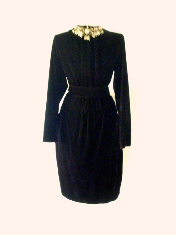 90s Y2K Black Velvet Party Dress, Vintage Black L… - image 3