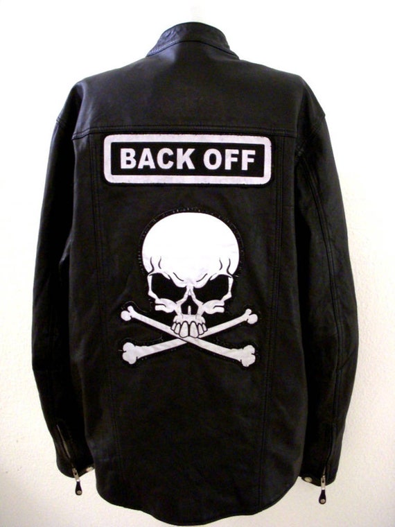 leather jacket with skull on back