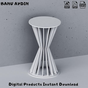 Progetto tavolo da cocktail personalizzabile - Design supporto per torta rotondo, piani DXF per parametrico, piano tavolo CNC, piedistallo per torta