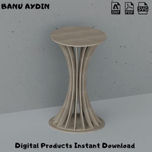 DIY Parametric Round Cake Stand Tutorial - Round Cake Stand Design, plinth pedestal, slat pedestal, CNC template, Dxf-SVG plans
