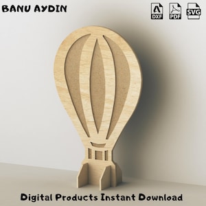 Heißluftballon 3D-Modell, Benutzerdefinierte Möbelballonständer, 3D-Heißluft-Hintergrundvorlage, Event-Dekor, digitale Datei, Vektorschnittplan