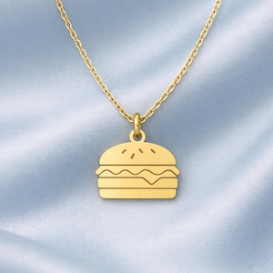 18Kゴールドメッキのハンバーガーまたはベジバーガーネックレス
