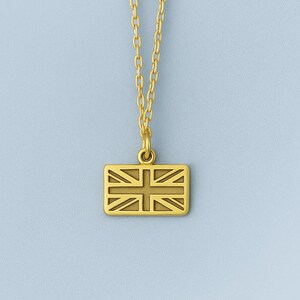 UK Flag Pendant Necklace – 925K Sterling Silver British Jewelry – Union Jack Charm - UK Travel Gift - National Pride Jewelry