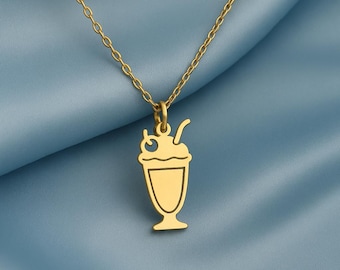 Collier à pendentif Milkshake • Charme délicat en or, bijoux Kawaii de l'an 2000