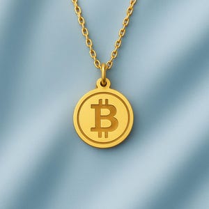 Bitcoin Pendant Necklace – Elegant Crypto Jewelry, Minimal Blockchain Coin, Perfect Gift for Cryptocurrency Lovers