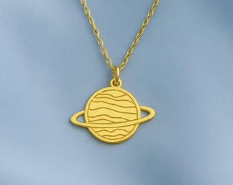 Jupiter Planet Halskette | Astronomie Schmuck | Minimalist Space Anhänger für Damen & Mädchen | Sonnensystem Geschenk