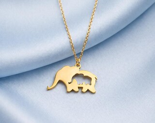 YFN Collana Elefante Con Cristallo Blu E Ciondolo A Cuore In Argento Sterling 925 - Regalo Per Madre E Figlia