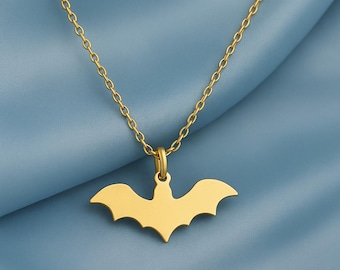 Collar de murciélago de plata esterlina - Colgante de Halloween hecho a mano