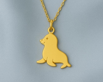 Collana con sigillo delicato: ciondolo con animale marino in argento sterling 925