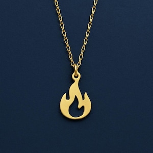 Flame Pendant Necklace – 925 Sterling Silver Fire Inspired Jewelry - Bold Statement Necklace - Minimal Flame Charm - Unique Silver Pendant