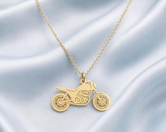 Sterling Silver Motorcycle Pendant Necklace – Minimalist Biker Jewelry
