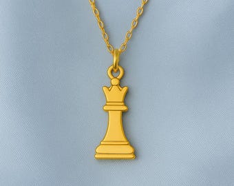 Sterling Silver Chess Queen Necklace - Symbolic Gift